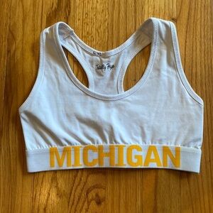TOTALLY Hype White Michigan sports bra size small